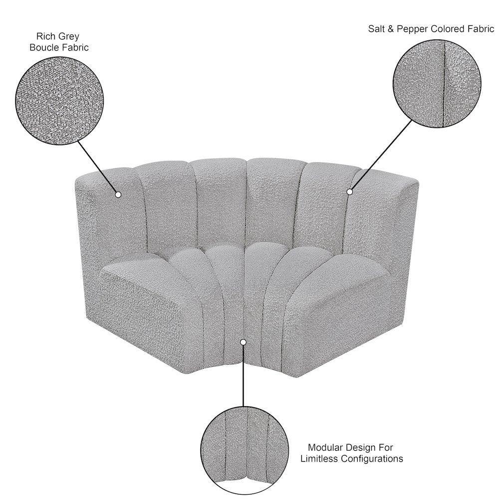 Arc Grey Boucle Fabric Modular Sofa