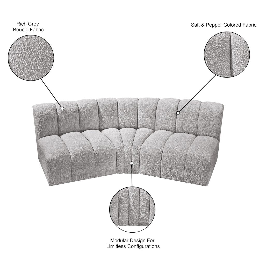 Arc Grey Boucle Fabric Modular Sofa