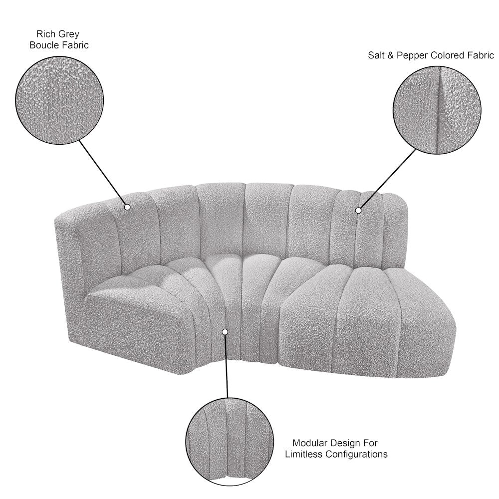 Arc Grey Boucle Fabric Modular Sofa