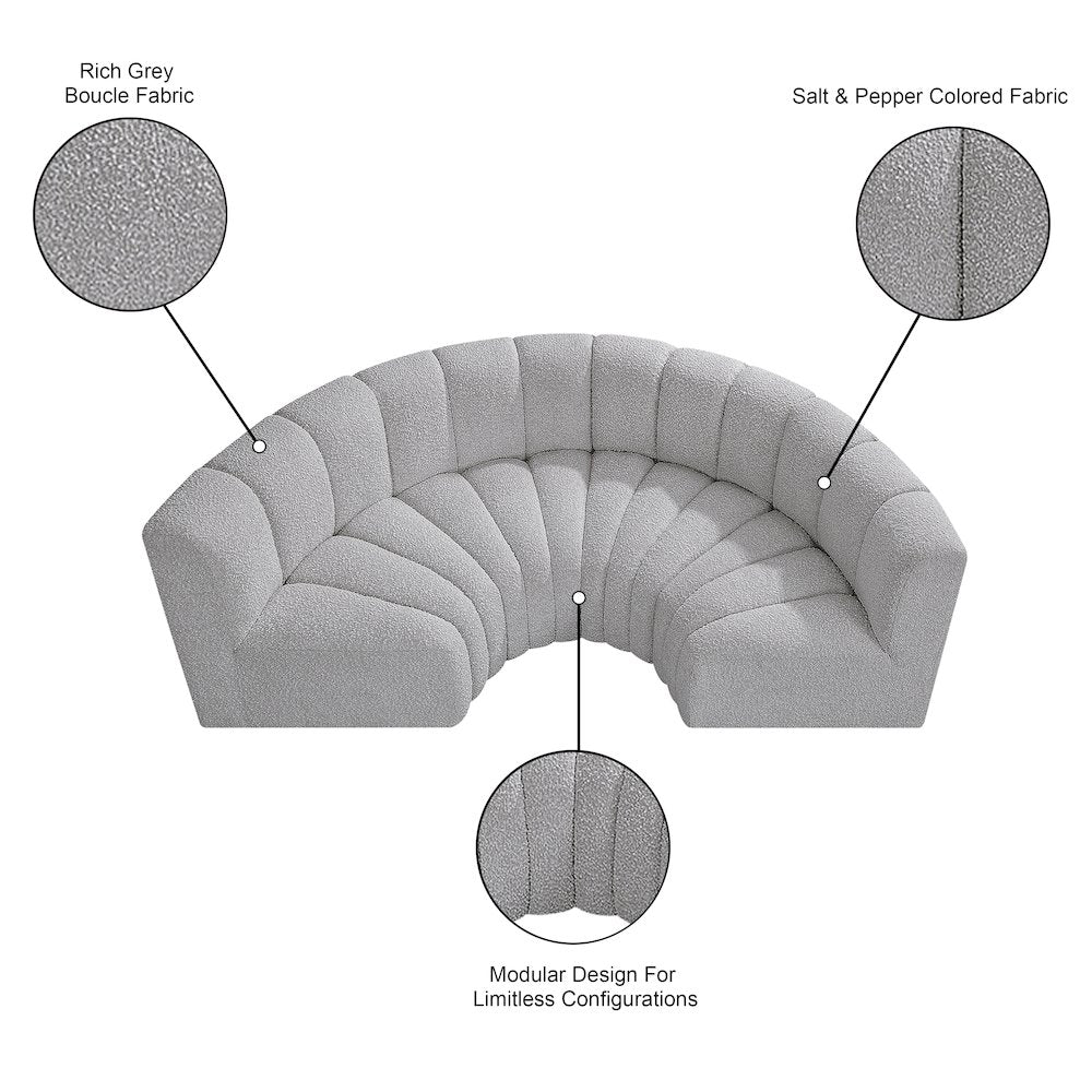 Arc Grey Boucle Fabric Modular Sofa