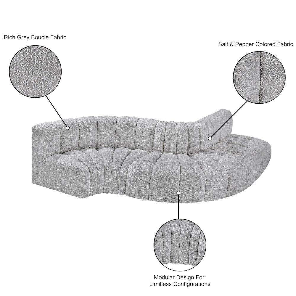 Arc Grey Boucle Fabric Modular Sofa