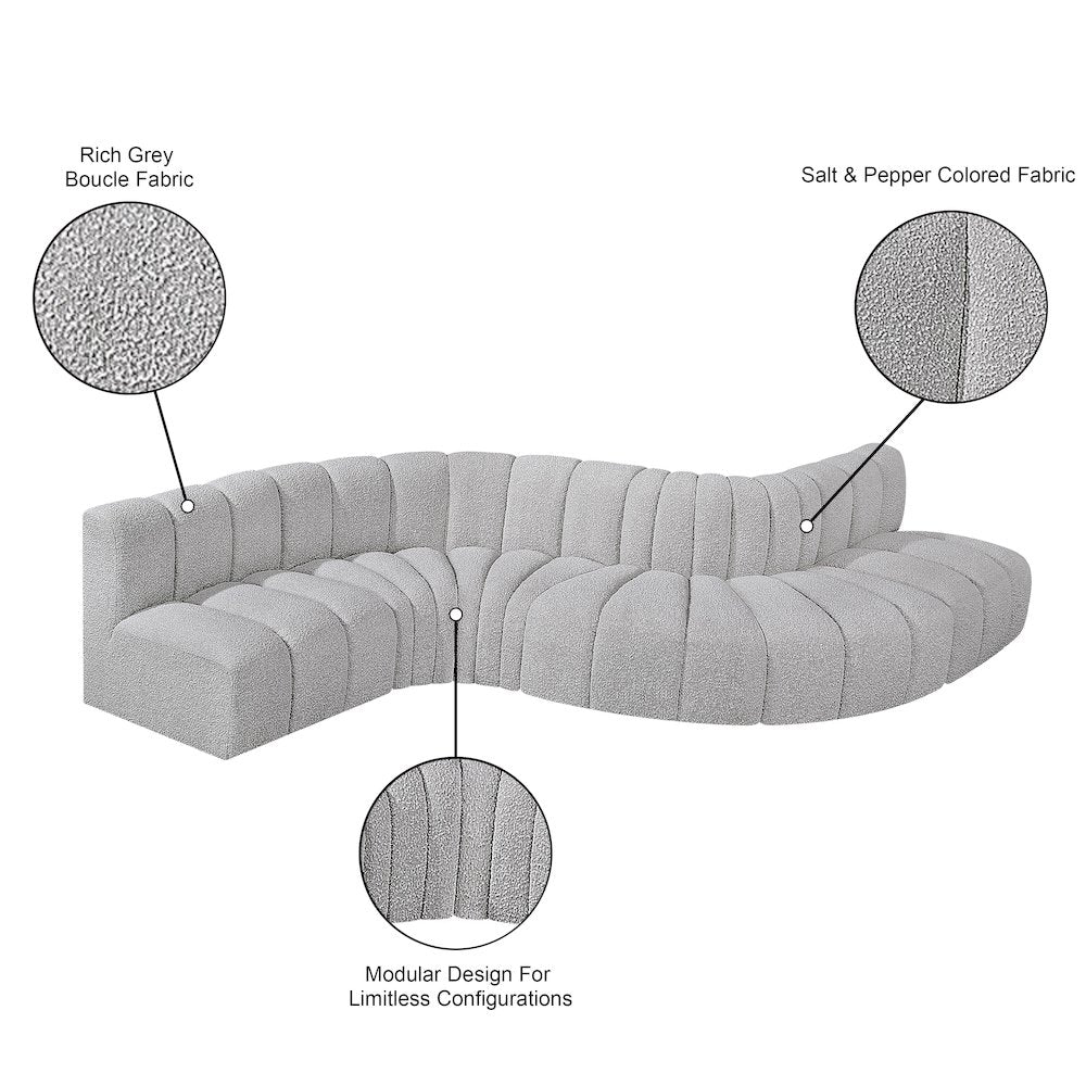 Arc Grey Boucle Fabric Modular Sofa