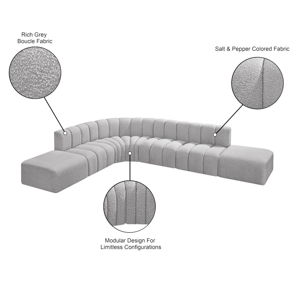 Arc Grey Boucle Fabric Modular Sofa