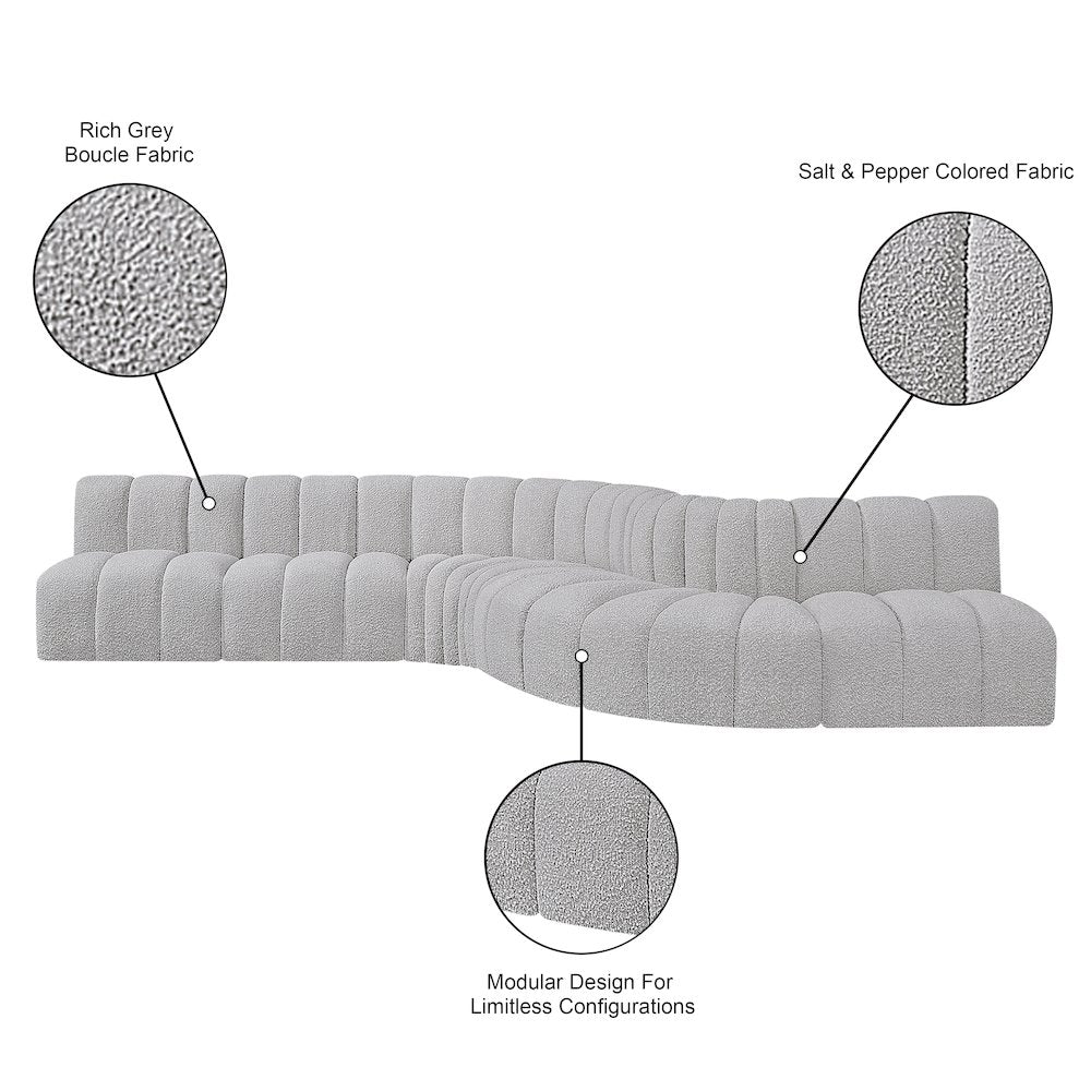 Arc Grey Boucle Fabric Modular Sofa