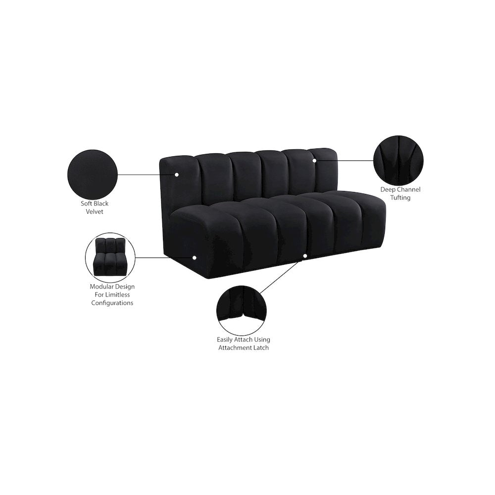 Arc Black Velvet Modular Sofa