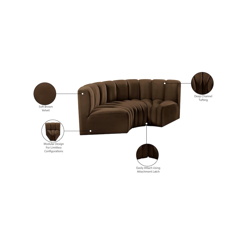 Arc Brown Velvet Modular Sofa