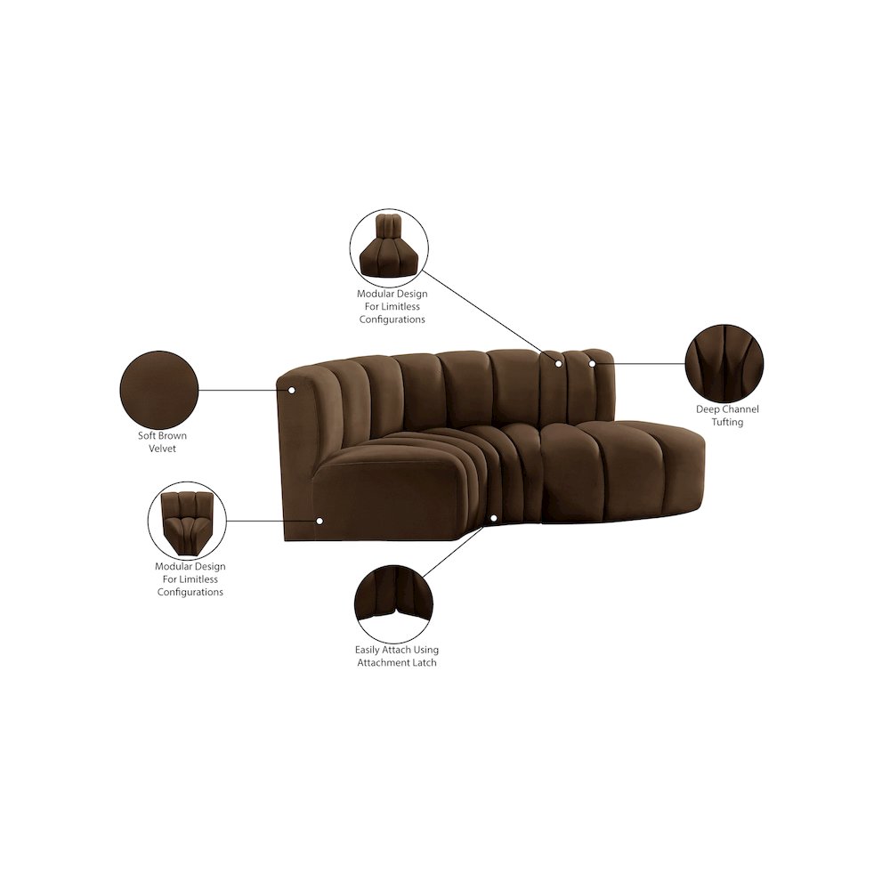Arc Brown Velvet Modular Sofa