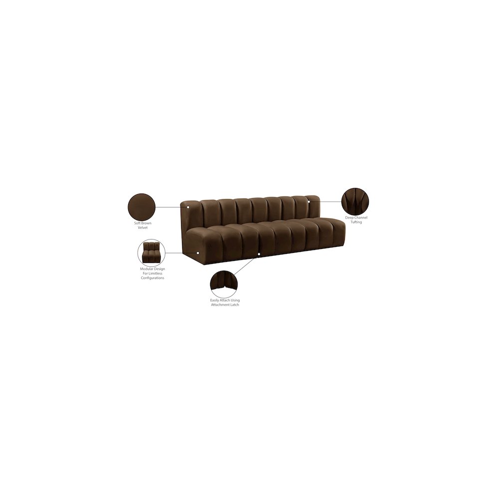 Arc Brown Velvet Modular Sofa