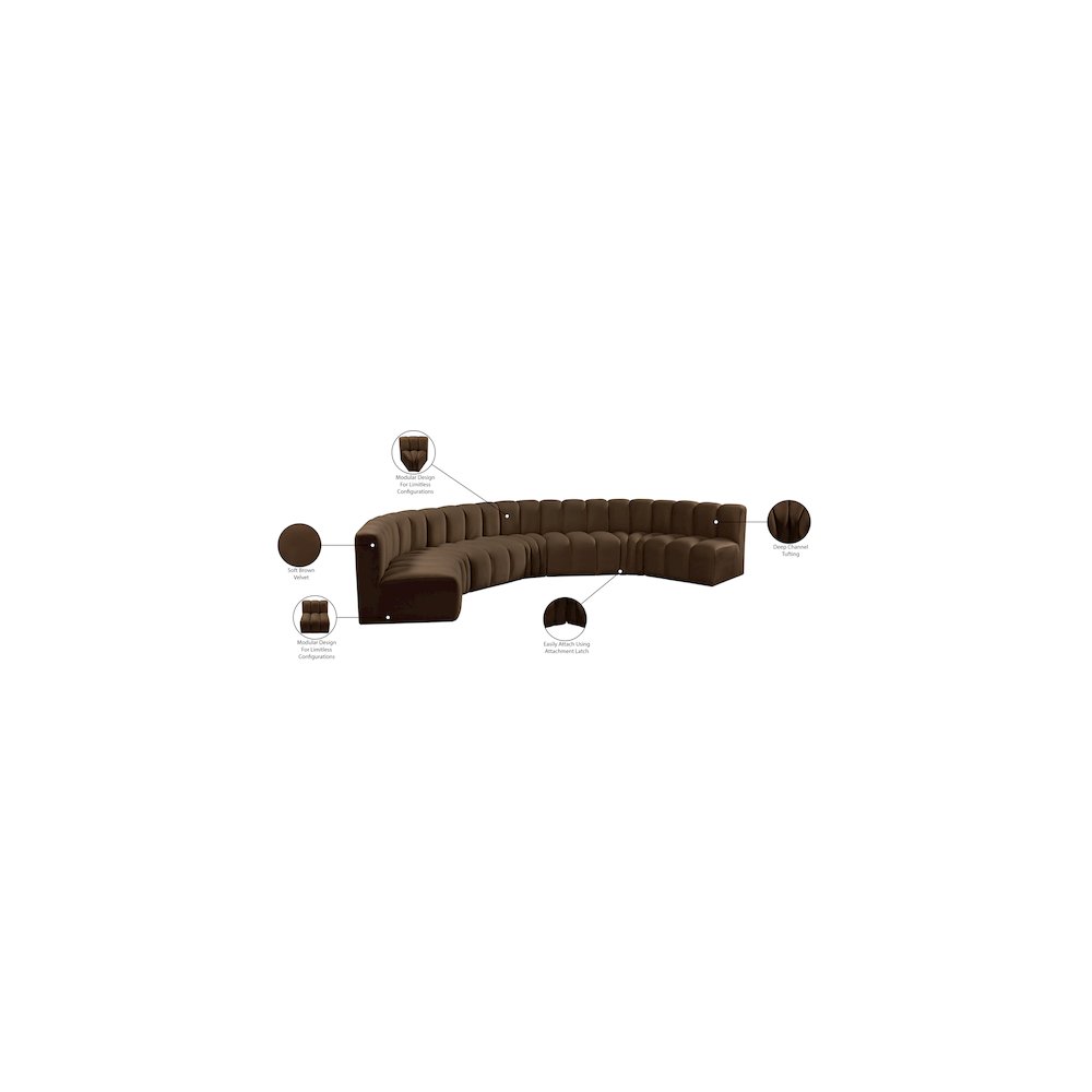 Arc Brown Velvet Modular Sofa