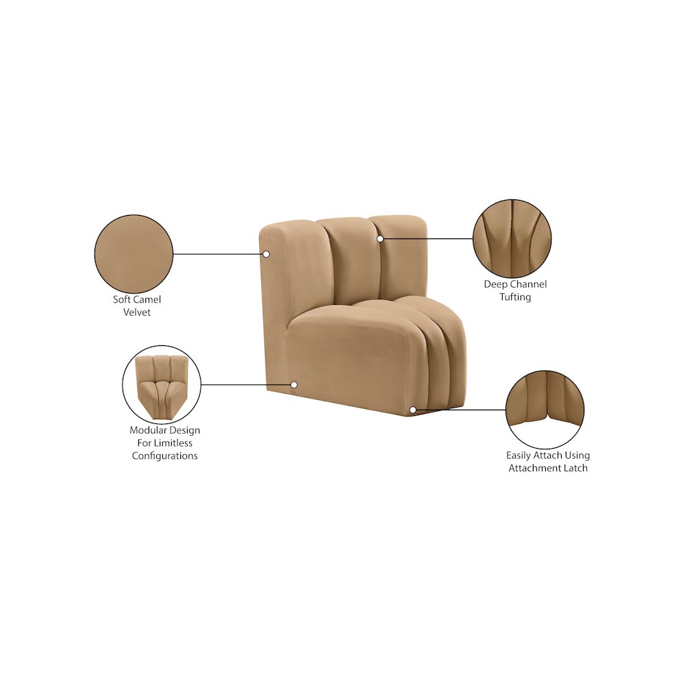 Arc Camel Velvet Curved Corner