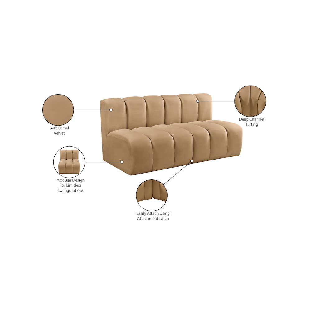 Arc Camel Velvet Modular Sofa