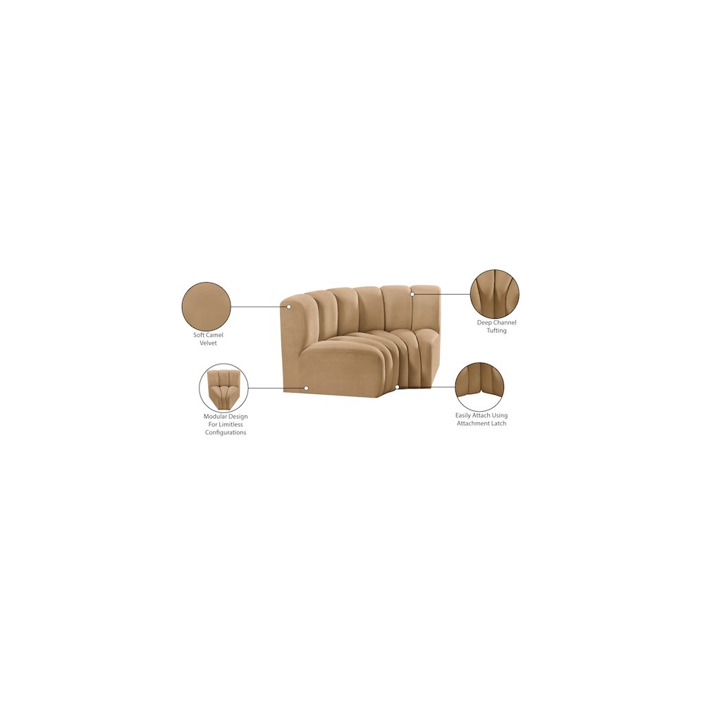 Arc Camel Velvet Modular Sofa