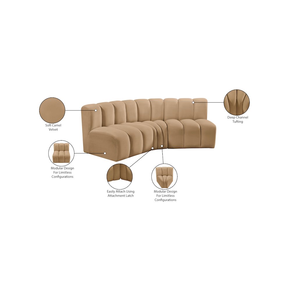 Arc Camel Velvet Modular Sofa