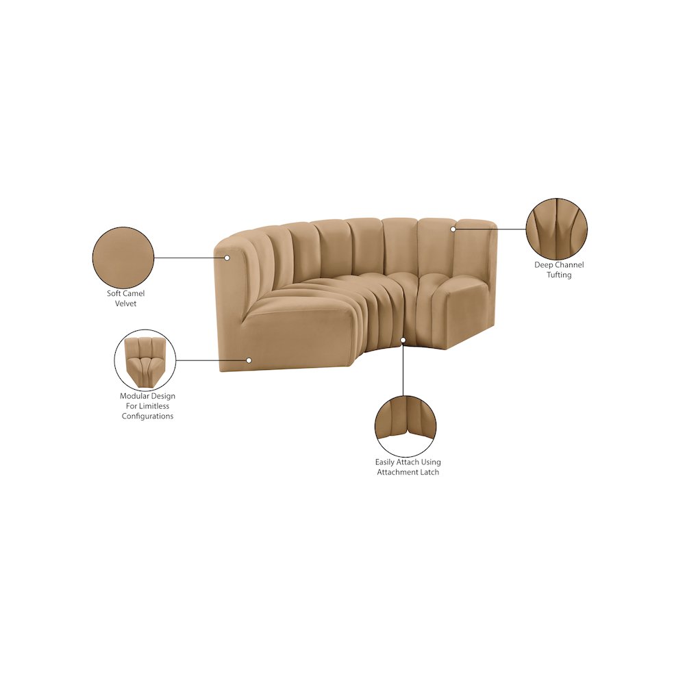 Arc Camel Velvet Modular Sofa