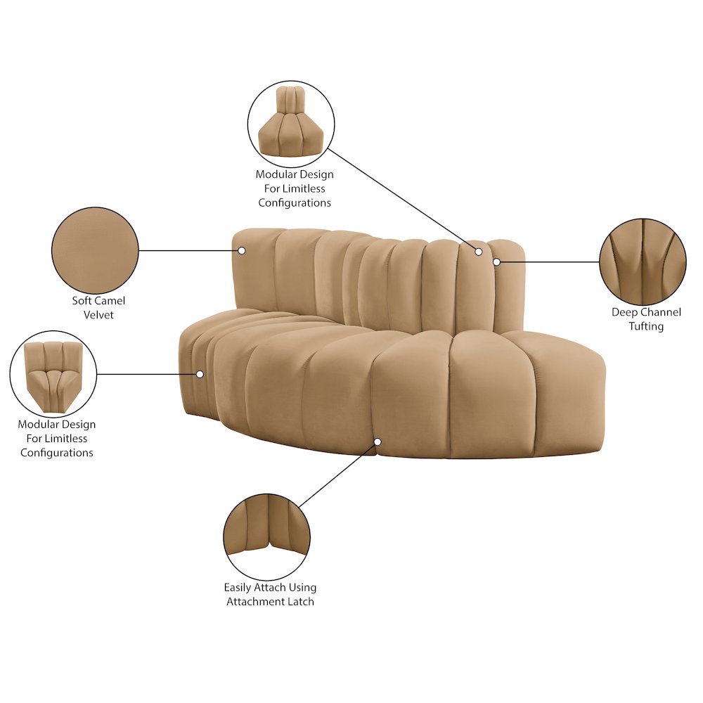Arc Camel Velvet Modular Sofa