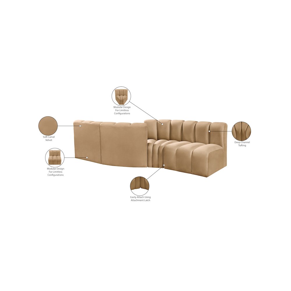 Arc Camel Velvet Modular Sofa