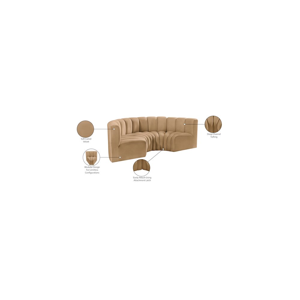 Arc Camel Velvet Modular Sofa