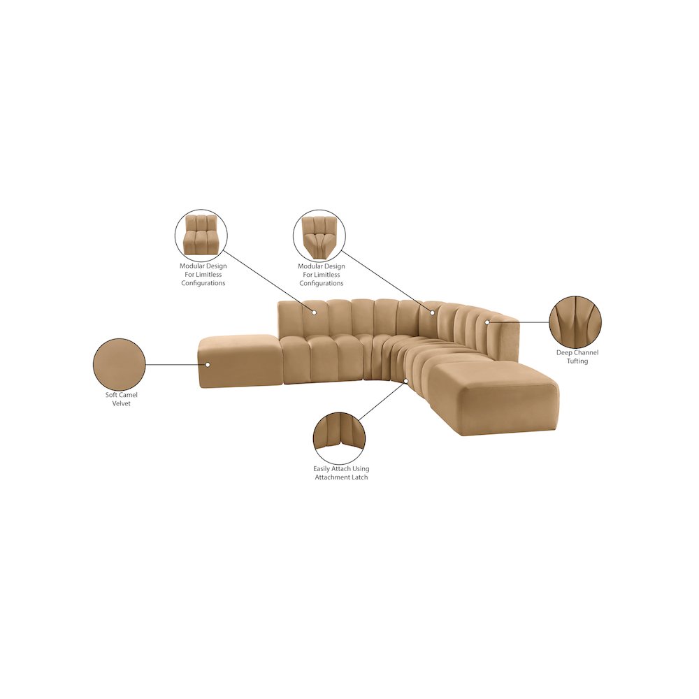 Arc Camel Velvet Modular Sofa