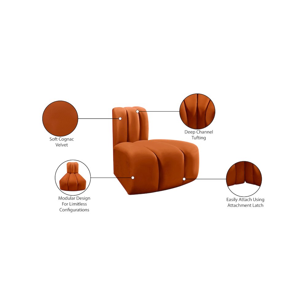 Arc Cognac Velvet Reverse Corner