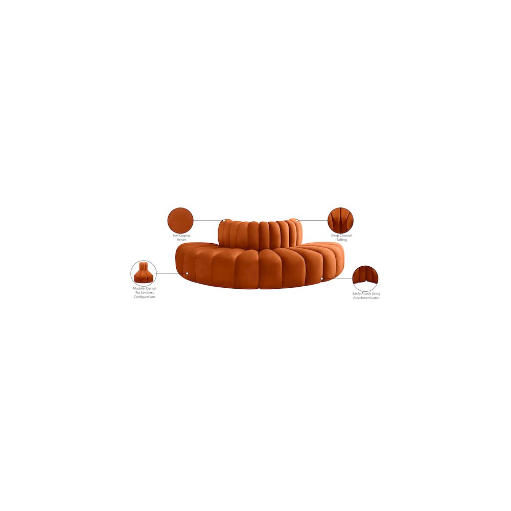 Arc Cognac Velvet Modular Sofa