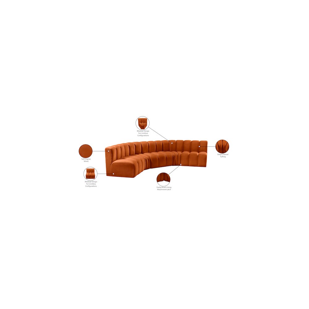 Arc Cognac Velvet Modular Sofa