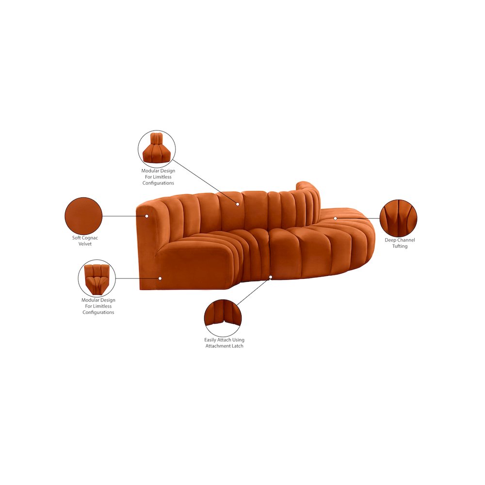 Arc Cognac Velvet Modular Sofa