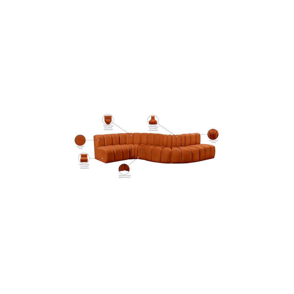 Arc Cognac Velvet Modular Sofa
