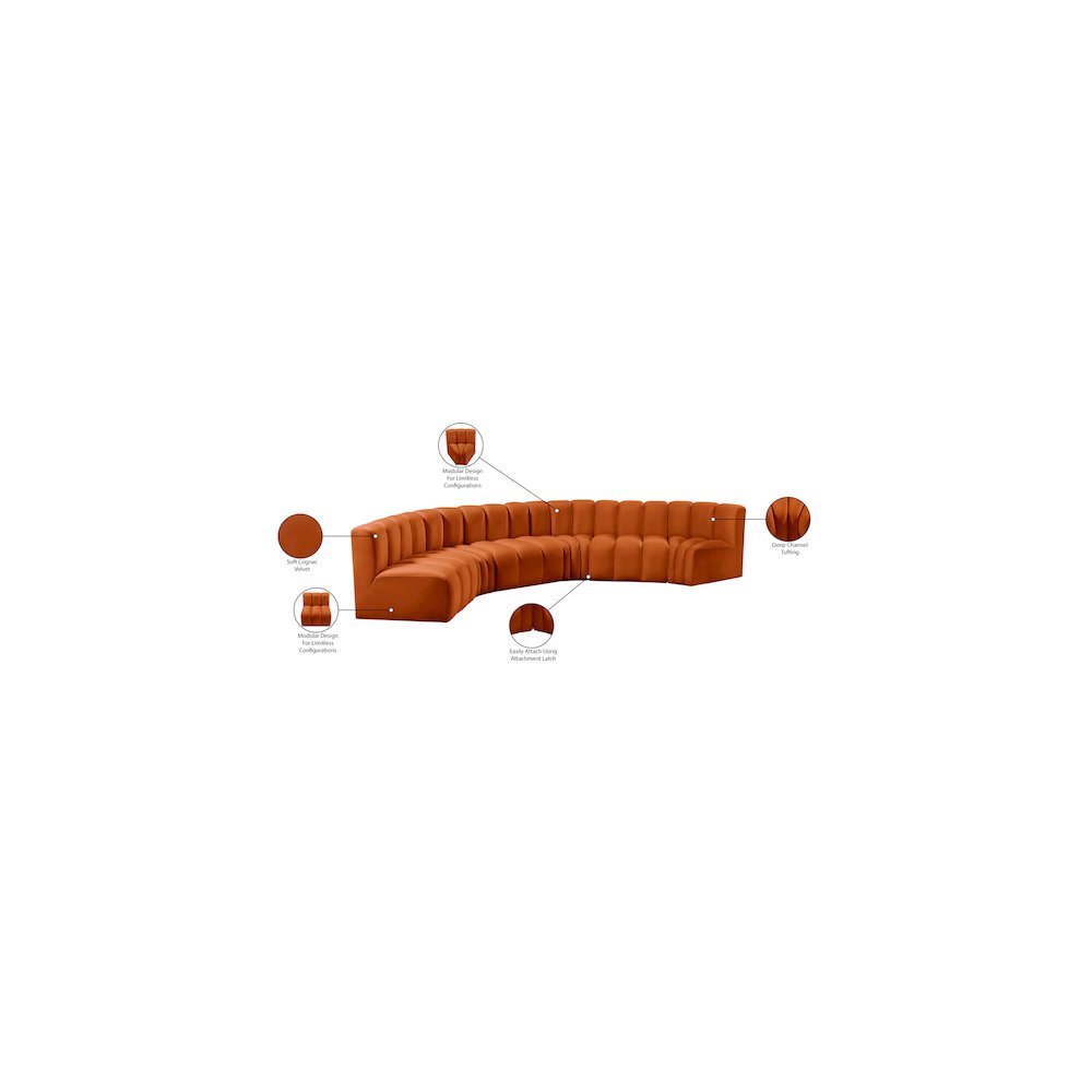 Arc Cognac Velvet Modular Sofa