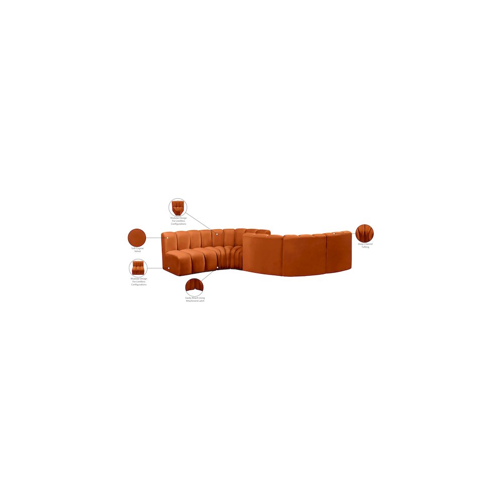 Arc Cognac Velvet Modular Sofa