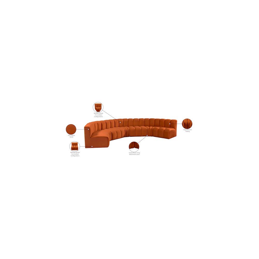 Arc Cognac Velvet Modular Sofa