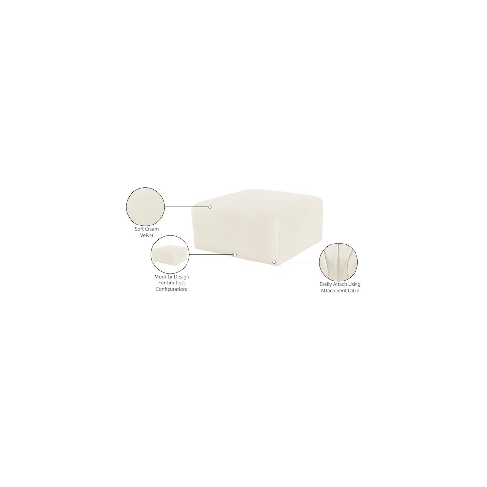 Arc Cream Velvet Ottoman
