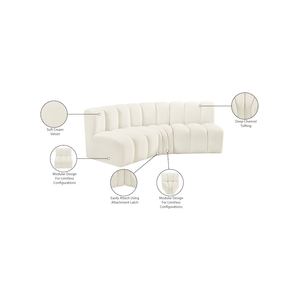 Arc Cream Velvet Modular Sofa