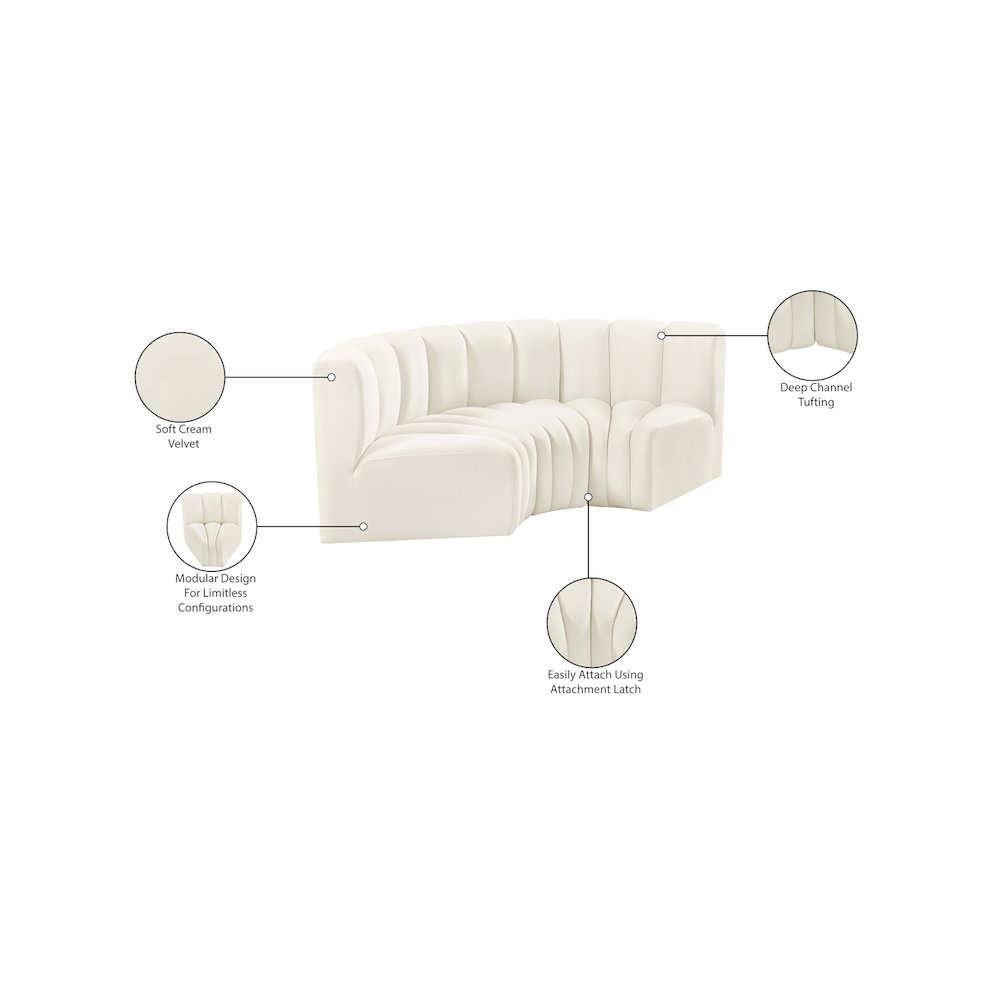 Arc Cream Velvet Modular Sofa