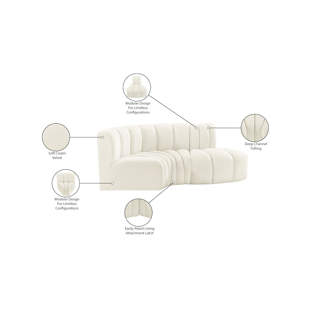 Arc Cream Velvet Modular Sofa