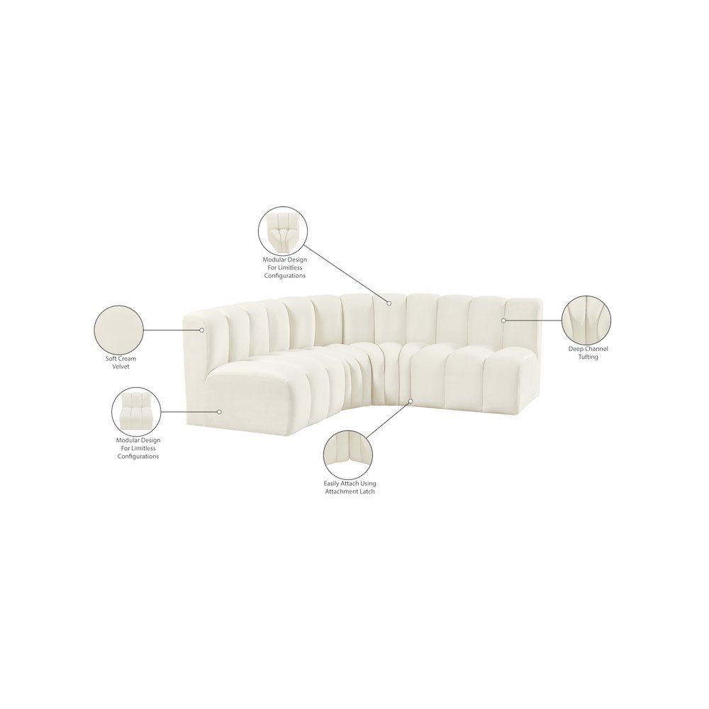 Arc Cream Velvet Modular Sofa