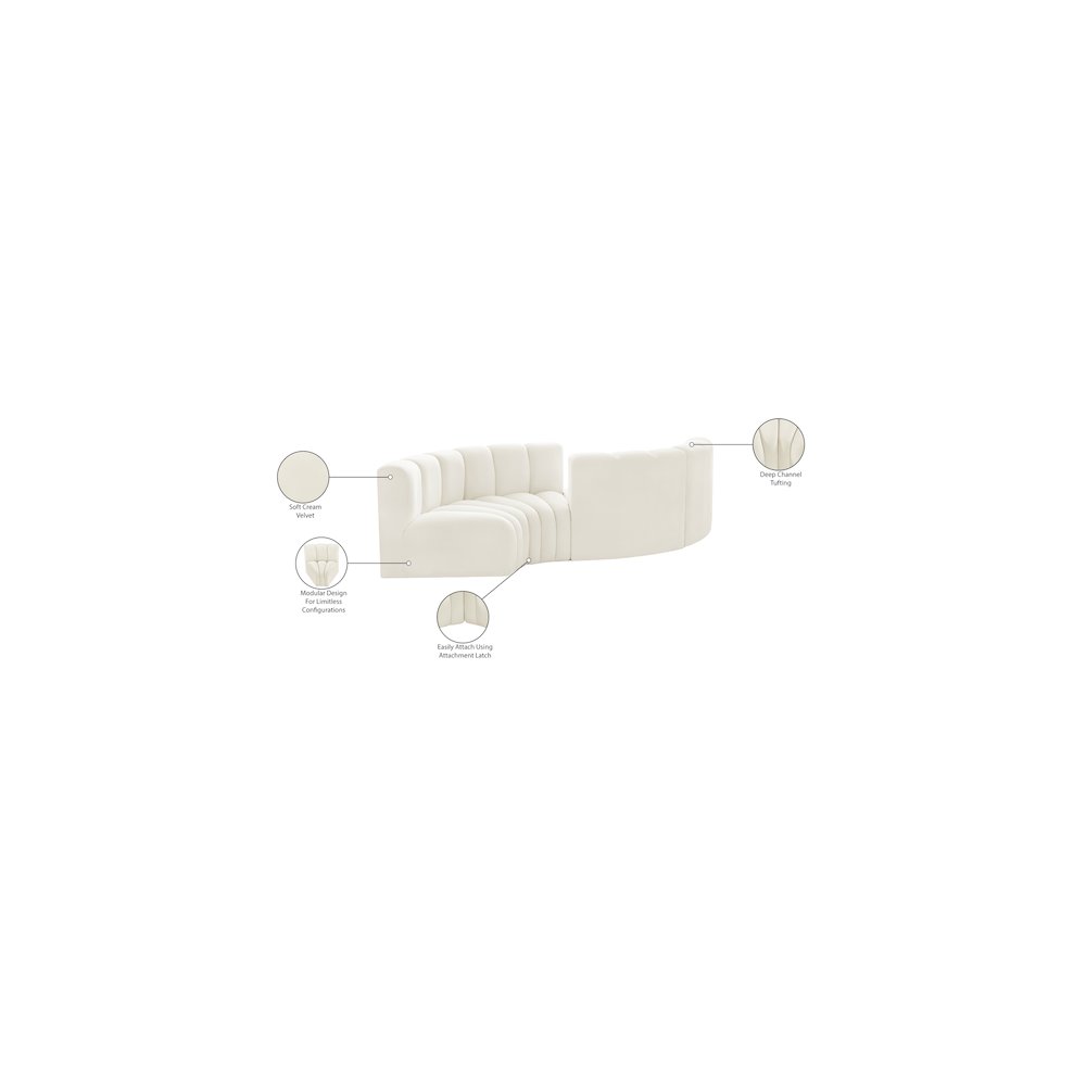 Arc Cream Velvet Modular Sofa