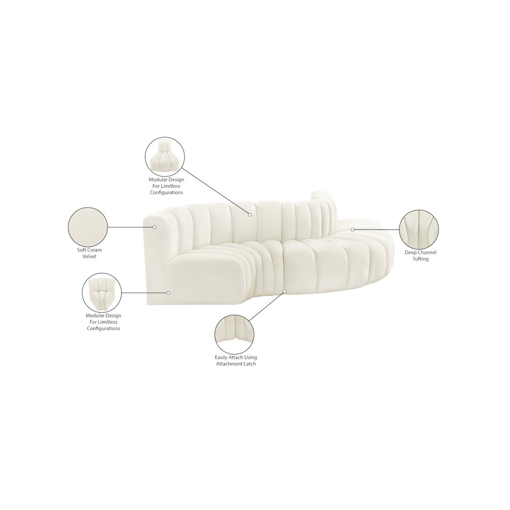 Arc Cream Velvet Modular Sofa