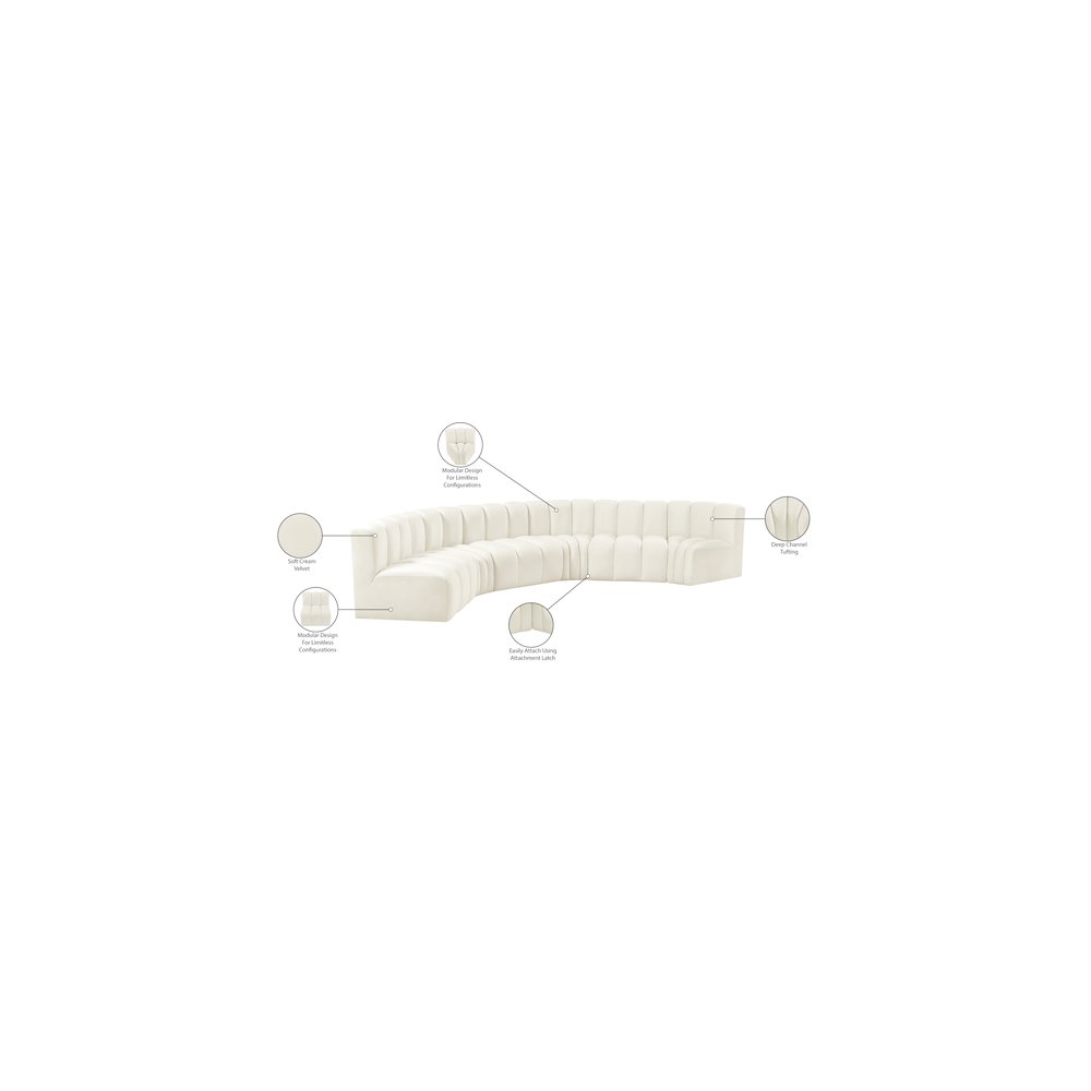 Arc Cream Velvet Modular Sofa