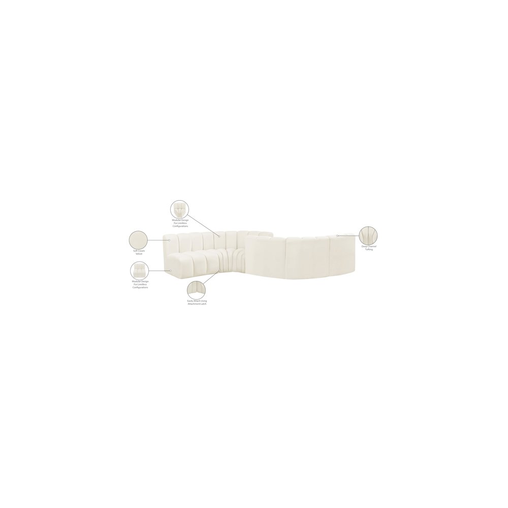 Arc Cream Velvet Modular Sofa