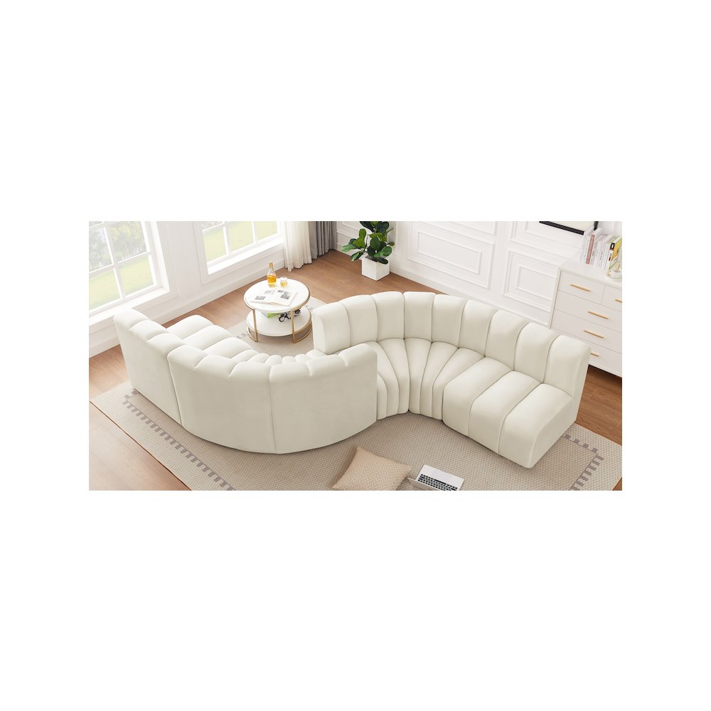 Arc Cream Velvet Modular Sofa