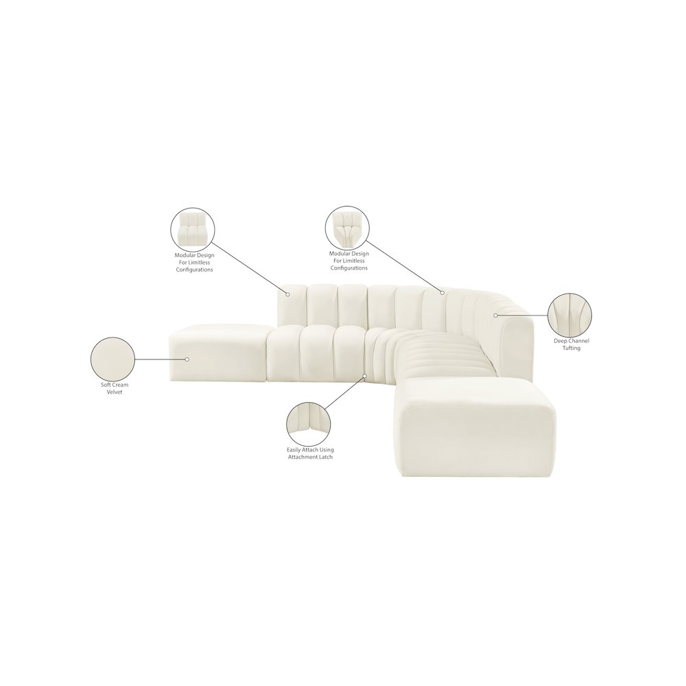 Arc Cream Velvet Modular Sofa