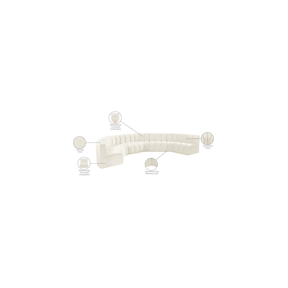 Arc Cream Velvet Modular Sofa