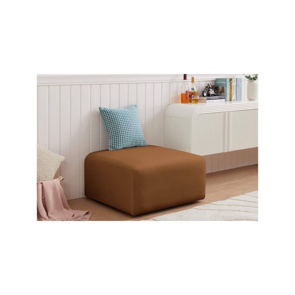 Arc Saddle Velvet Ottoman