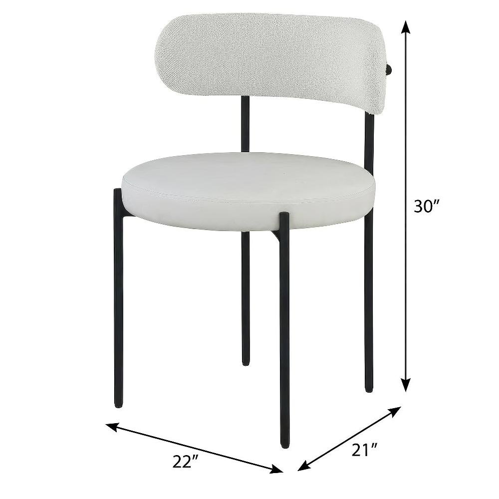 Matte Black Vegan Leather and Boucle Dining Chair Set of 2