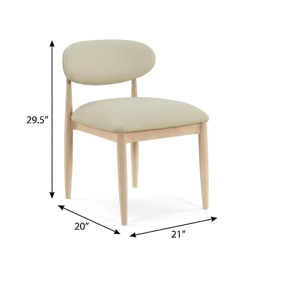 Stained Taupe Vegan Leather Upholstered Dining Side Chair Set with Ash Wood Legs