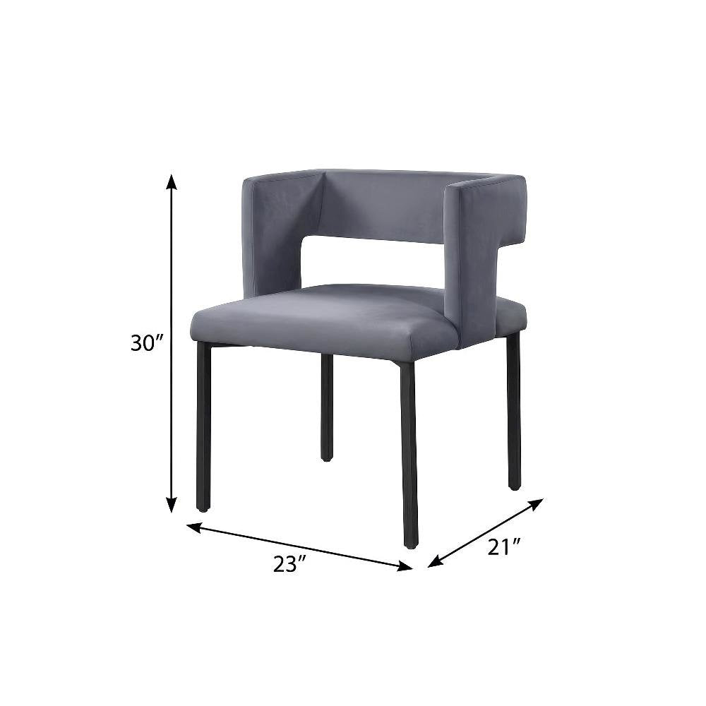 Matte Black Velvet Dining Chairs, Set of 2 with Contemporary Style