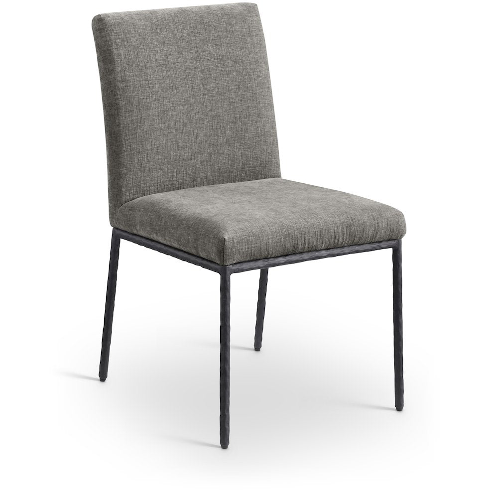 Reeves Grey Chenille Fabric Upholstered Dining Side Chair, Set of 2