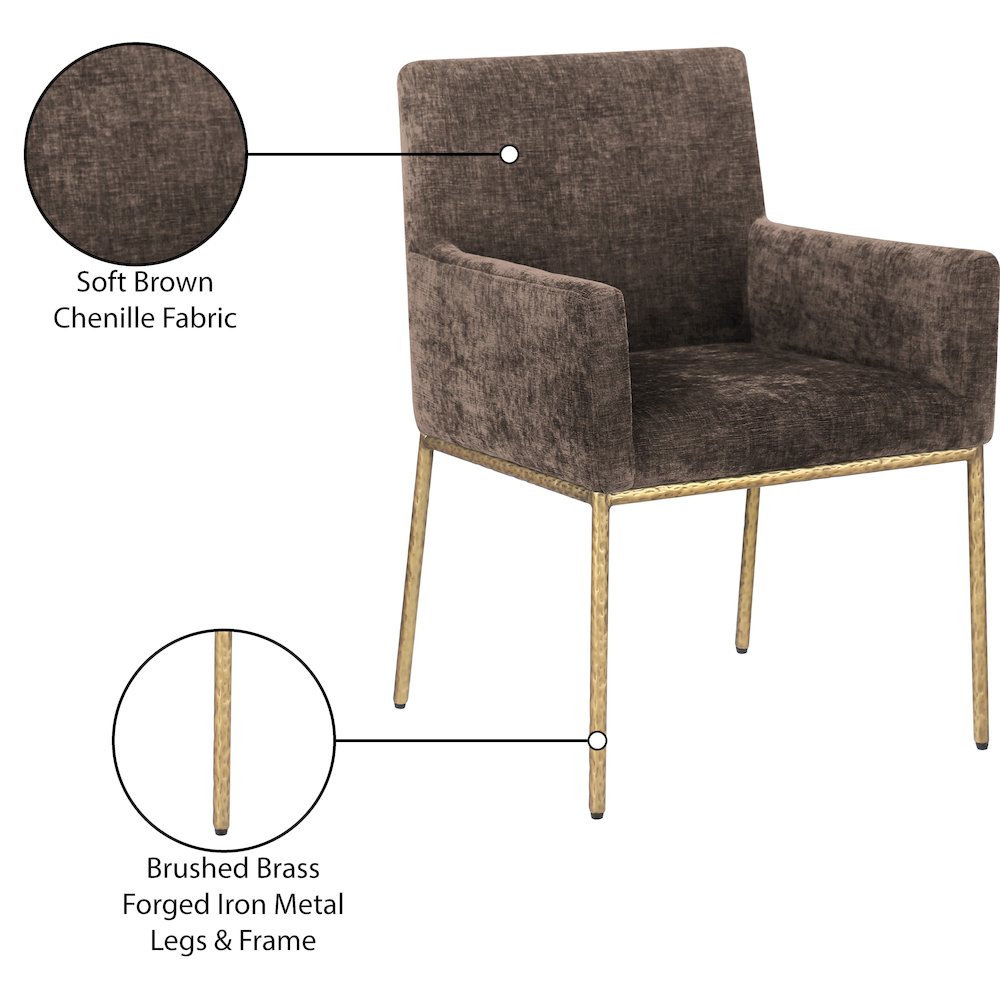 Reeves Brown Chenille Fabric Dining Chair, Set of 2