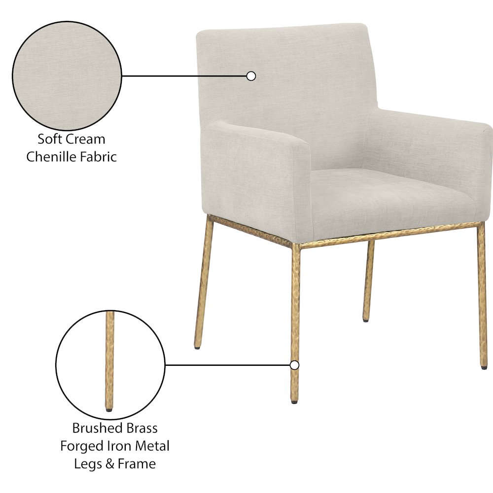 Reeves Cream Chenille Fabric Dining Chair, Set of 2