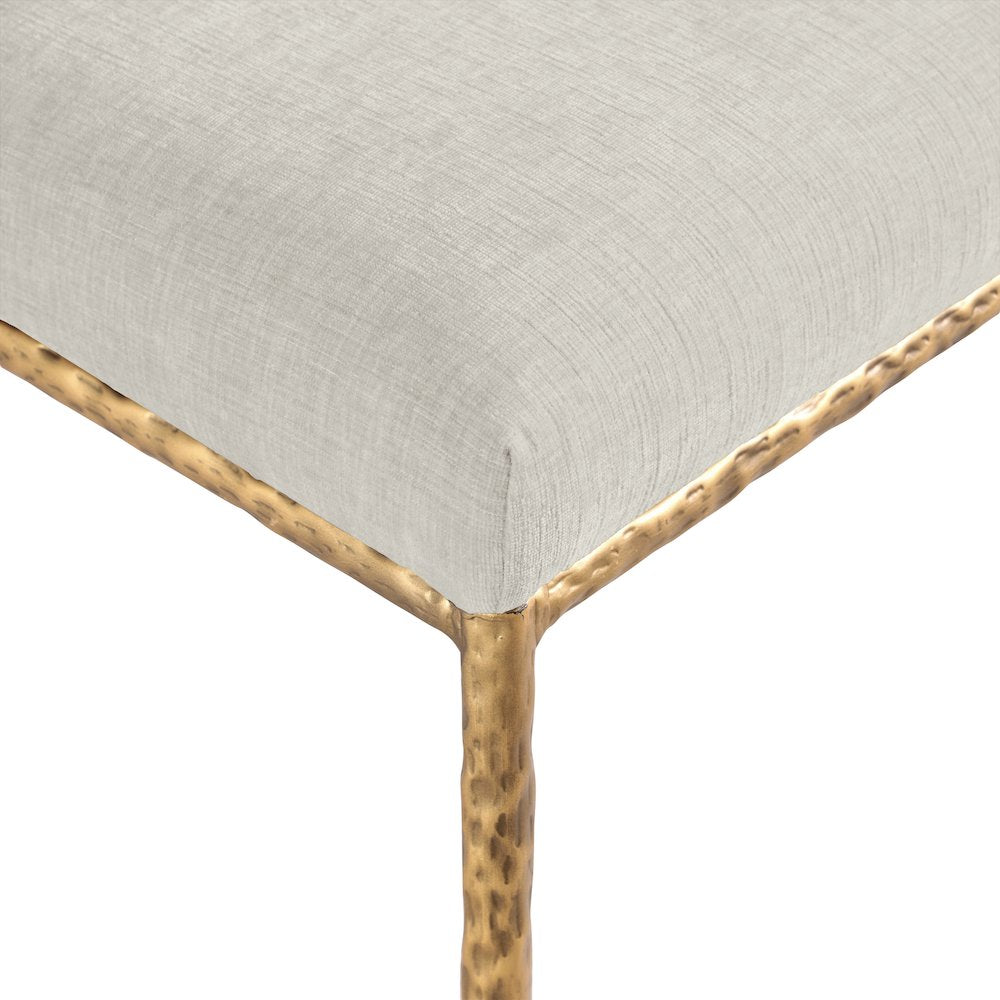 Reeves Cream Chenille Fabric Upholstered Dining Side Chair, Set of 2